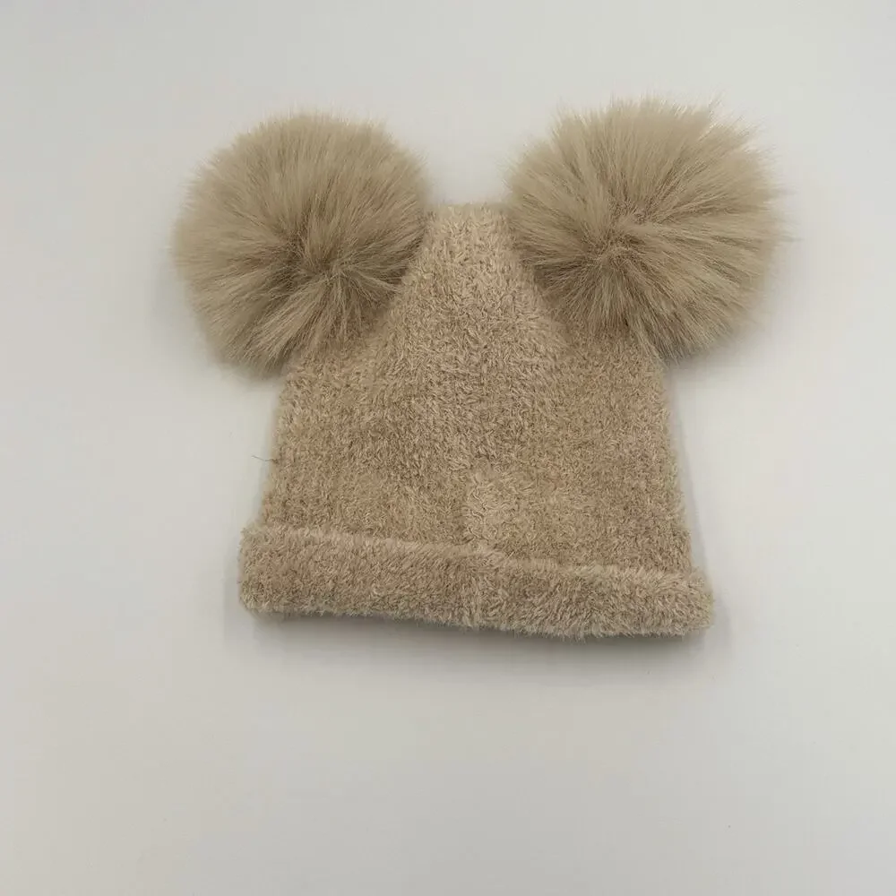 C.C Kids Children’s Double Pom Pom All Over Cable Knit Soft Beanie Hat 2-6yr
